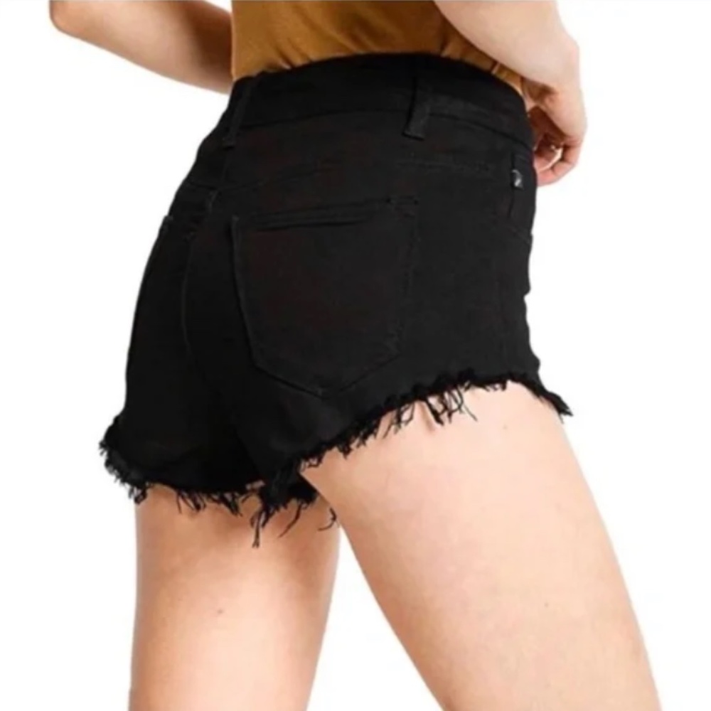 KanCan High Rise Raw Hem Black Denim Shorts 27